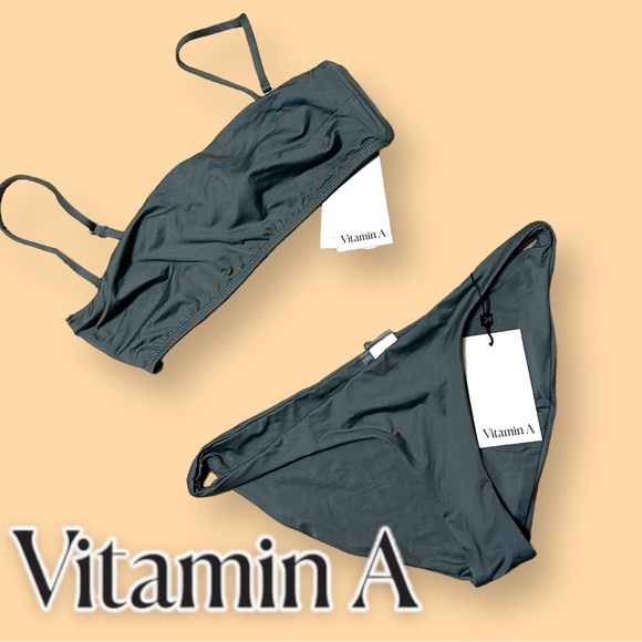 Vitamin A Other - NWT Vitamin A Cali High Leg Bottoms and Mila Bandeau Top in Sea Green. Size 8/M